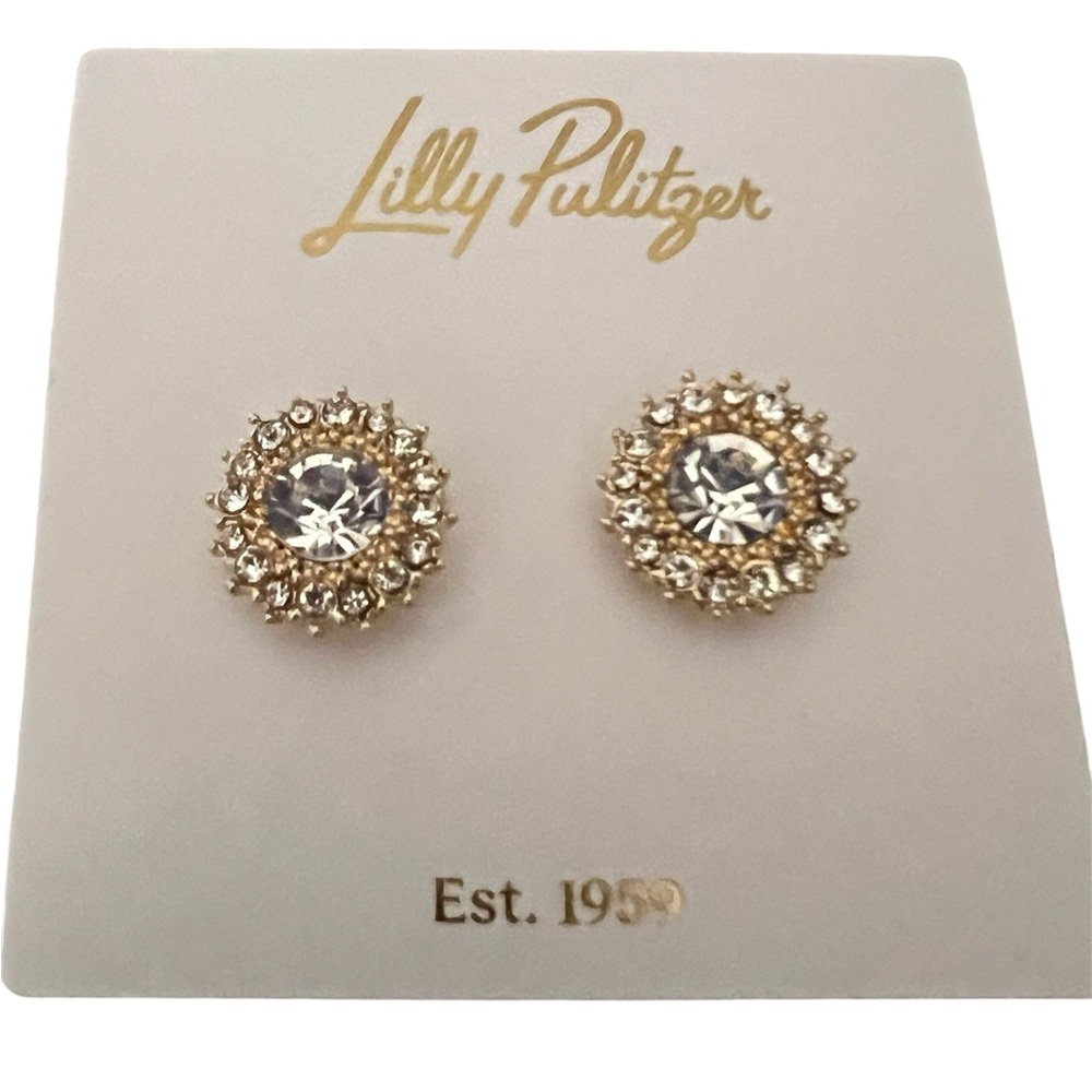 Lilly Pulitzer Gold Crystal Halo Swizzle Earrings